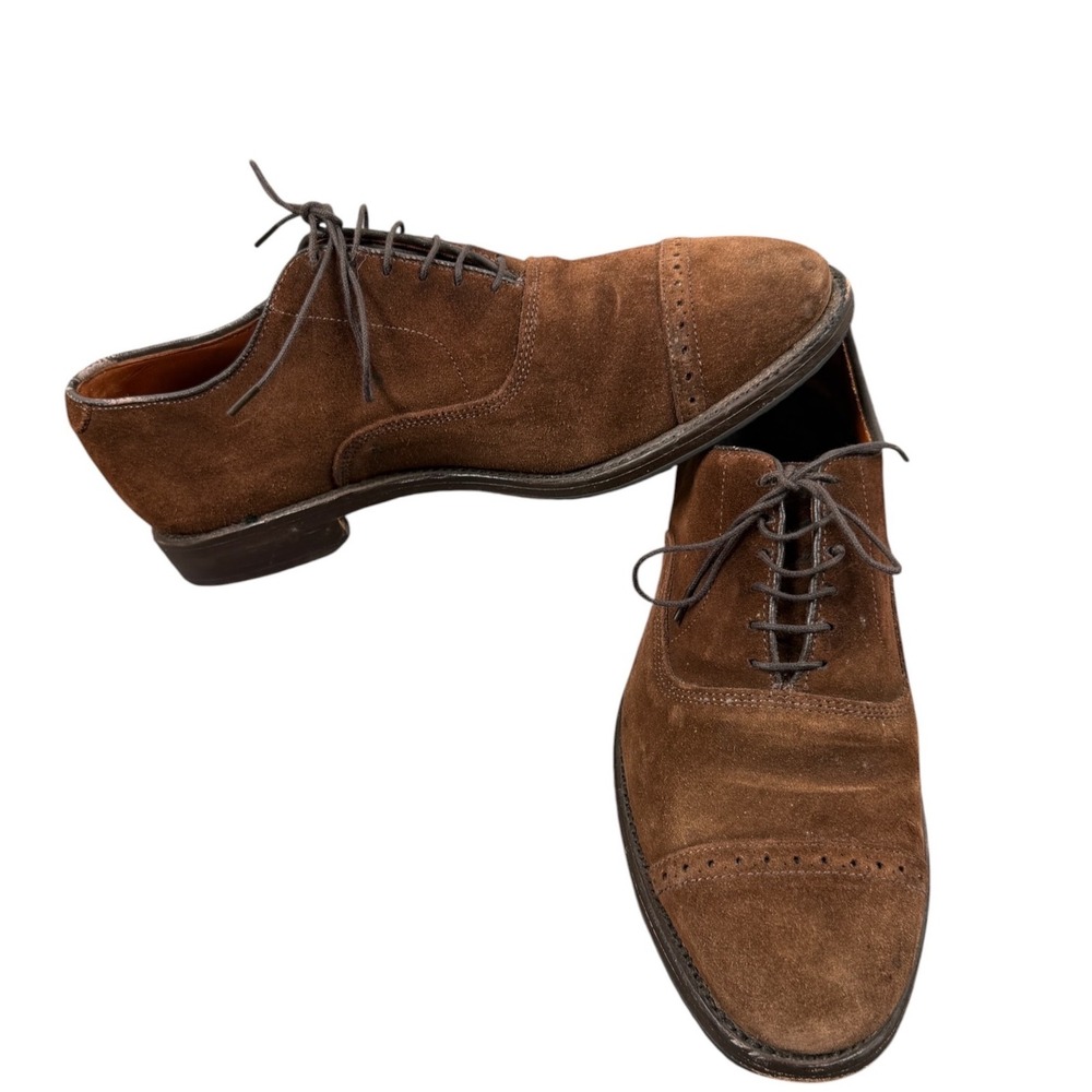 Allen Edmonds Fifth Avenue Mens Oxford Shoes Suede Cap Toe Brown Leather 8.5E